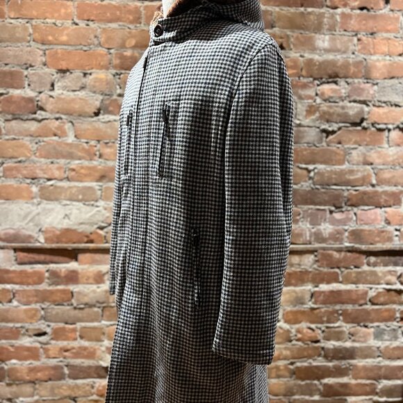 ETRO Milano Wool Blend Houndstooth Coat with Shearling Hood - Picture 7 of 14